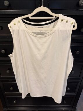 Jones New York White Sleeveless Button-Shoulder Top XXL NWT